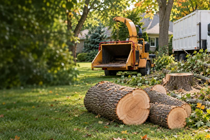 Illustrative cut timber and tree-work equipment